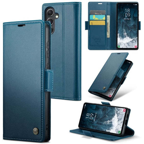 Samsung Galaxy S23 FE CaseMe 023 Wallet Flip Cover RFID Protection Card Holder - Blue - Cover Noco
