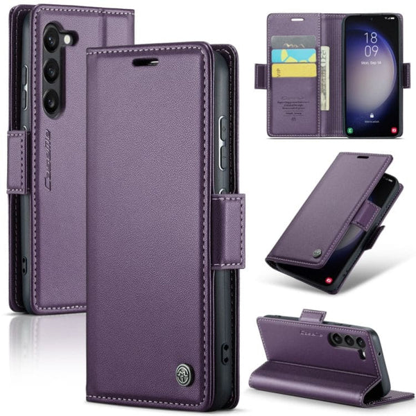 Samsung Galaxy S24 CaseMe 023 Wallet Flip Cover RFID Protection Card Holder - Purple - Cover Noco