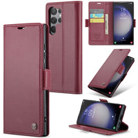 Samsung Galaxy S24 Ultra CaseMe 023 Wallet Flip Cover RFID Protection Card Holder - Red - Cover Noco