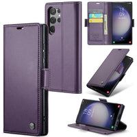 Samsung Galaxy S24 Ultra CaseMe 023 Wallet Flip Cover RFID Protection Card Holder - Purple - Cover Noco
