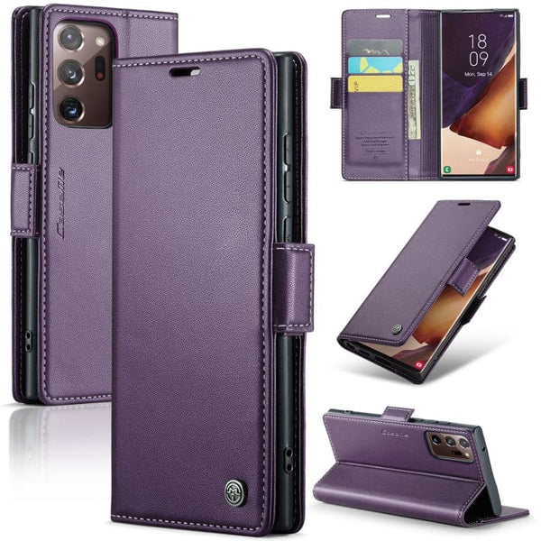Samsung Galaxy Note 20 Ultra CaseMe 023 Wallet Flip Cover RFID Protection Card Holder - Purple - Cover Noco