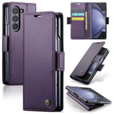 Samsung Galaxy Z Fold 5 CaseMe 023 Wallet Flip Cover RFID Protection Card Holder - Purple - Cover Noco