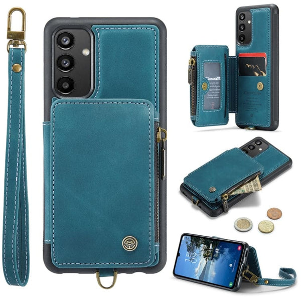Samsung Galaxy A34 CaseMe C20 Rear Wallet Cover Card Slots RFID Blocking - Blue - Cover CaseMe