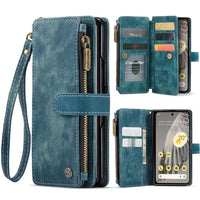 Google Pixel Fold CaseMe C30 Multifunction Wallet Zip Pocket 7 Card Slots - Blue - Cover CaseMe