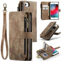Apple iPhone 7/8/SE CaseMe C30 Multifunction Wallet Zip Pocket 7 Card Slots - Brown - Cover Noco