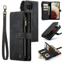 Samsung Galaxy A12 CaseMe C30 Multifunction Wallet Zip Pocket 8 Card Slots - Black - CaseMe