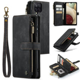 Samsung Galaxy A12 CaseMe C30 Multifunction Wallet Zip Pocket 8 Card Slots - Black - CaseMe