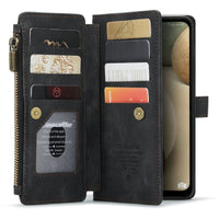 Samsung Galaxy A12 CaseMe C30 Multifunction Wallet Zip Pocket 8 Card Slots - Black - CaseMe