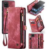 Samsung Galaxy A12 CaseMe C30 Multifunction Wallet Zip Pocket 8 Card Slots - Red - Cover CaseMe
