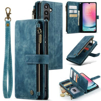 Samsung Galaxy A24 4G CaseMe C30 Multifunction Wallet Zip Pocket Muiltple Card Slots - Blue - Cover CaseMe
