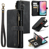 Samsung Galaxy A24 4G CaseMe C30 Multifunction Wallet Zip Pocket Muiltple Card Slots - Black - Cover CaseMe