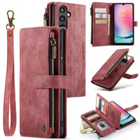 Samsung Galaxy A24 4G CaseMe C30 Multifunction Wallet Zip Pocket Muiltple Card Slots - Red - Cover CaseMe