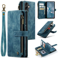 Samsung Galaxy A54 CaseMe C30 Multifunction Wallet Zip Pocket 7 Card Slots - Blue - Cover CaseMe