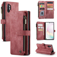 Samsung Galaxy Note 10 + CaseMe C30 Multifunction Wallet Zip Pocket 7 Card Slots - Red - CaseMe