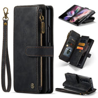 Samsung Galaxy Z Fold 3 5G CaseMe C30 Multifunction Wallet Zip Pocket Multiple Card Slots - Black