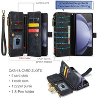 Samsung Galaxy Z Fold 5 CaseMe C30 Multifunction Wallet Zip Pocket Card Slots - Cover CaseMe