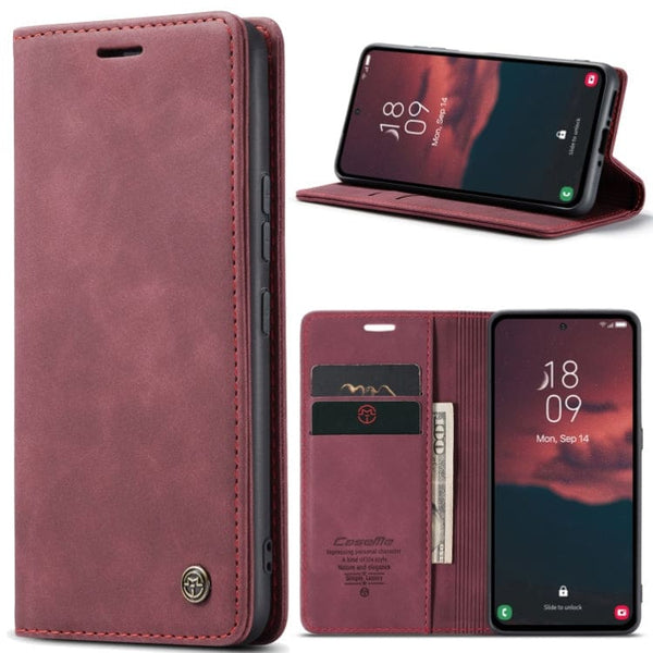 Samsung Galaxy A54 CaseMe 013 Wallet Flip Cover Magnetic Closing Card Slots - Red