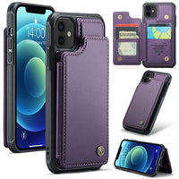 Apple iPhone 12 / 12 Pro CaseMe C22 PU Leather Card Wallet Cover - Purple - CaseMe