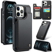 Apple iPhone 12 Pro Max CaseMe C22 PU Leather Card Wallet Cover - Black - CaseMe