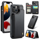 Apple iPhone 13 CaseMe C22 PU Leather Card Wallet Cover - Black - CaseMe