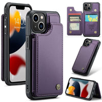 Apple iPhone 13 CaseMe C22 PU Leather Card Wallet Cover - Purple - CaseMe