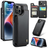 Apple iPhone 14 Plus CaseMe C22 PU Leather Card Wallet Cover - Black - CaseMe