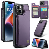 Apple iPhone 14 Plus CaseMe C22 PU Leather Card Wallet Cover - Purple - CaseMe