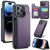 Apple iPhone 14 Pro Max CaseMe C22 PU Leather Card Wallet Cover - Purple - CaseMe