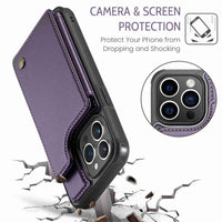 Apple iPhone 14 Pro Max CaseMe C22 PU Leather Card Wallet Cover - Purple - CaseMe