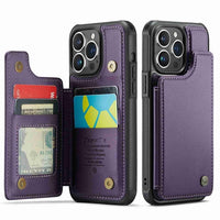 Apple iPhone 14 Pro Max CaseMe C22 PU Leather Card Wallet Cover - Purple - CaseMe