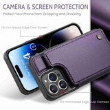 Apple iPhone 14 Pro Max CaseMe C22 PU Leather Card Wallet Cover - Purple - CaseMe