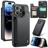 Apple iPhone 14 Pro CaseMe C22 PU Leather Card Wallet Cover - Black - CaseMe