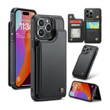 Apple iPhone 15 Pro CaseMe C22 PU Leather Card Wallet Cover - Black - CaseMe