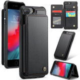 Apple iPhone 7 Plus / 8 Plus CaseMe C22 PU Leather Card Wallet Cover - Black - CaseMe