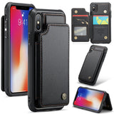 Apple iPhone X / XS CaseMe C22 PU Leather Card Wallet Cover - Black - CaseMe
