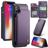 Apple iPhone X / XS CaseMe C22 PU Leather Card Wallet Cover - Purple - CaseMe