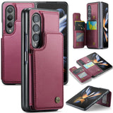 Samsung Galaxy Z Fold 4 CaseMe C22 Rear Wallet Cover with Card Slots - Red - CaseMe