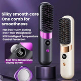 Cordless Hair Straightener Brush – Portable Heated Styling Brush with LED Display - NOCO