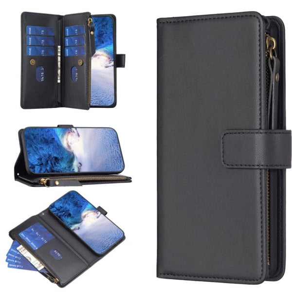 Oppo A98 Flip Front 9 Card Wallet Cover with Zip Pocket - Black Noco