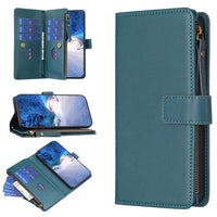 Oppo A98 Flip Front 9 Card Wallet Cover with Zip Pocket - Green Noco