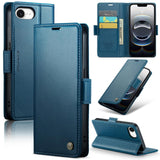 Apple iPhone 16e CaseMe 023 Wallet Flip Cover RFID Protection Card Holder Blue CaseMe