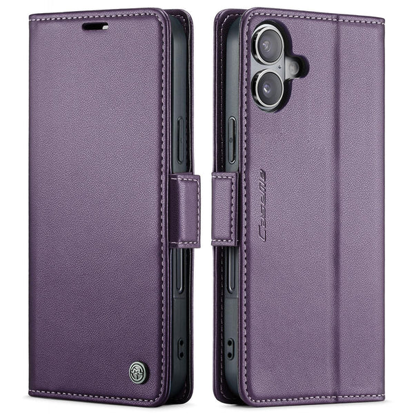 Apple iPhone 17 CaseMe 023 Wallet Flip Cover RFID Protection Card Holder - Purple - CaseMe