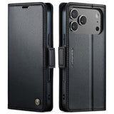 Apple iPhone 17 Pro CaseMe 023 Wallet Flip Cover RFID Protection Card Holder - Black - CaseMe