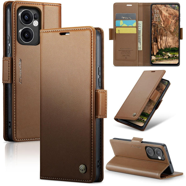 Oppo Reno13 F 4G/5G CaseMe 023 Wallet Flip Cover RFID Protection Card Holder - Brown - Noco