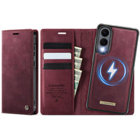 Samsung Galaxy S25 Edge 5G CaseMe C49 Wallet Flip Cover RFID Protection Card Holder Red Noco