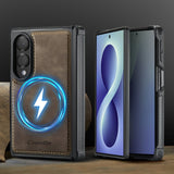 Samsung Z Fold8 CaseMe C69 Series Magnetic Leather Coated TPU Phone Cover - Brown - Noco