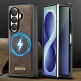 Samsung Z Fold8 Ultra CaseMe C69 Series Magnetic Leather Coated TPU Phone Cover - Brown - Noco