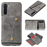 Oppo A91/F15 Shockproof Protective Case with Rear Wallet Card Holder - Grey - Noco