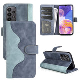 Samsung Galaxy A23 Wave Flip Leather Wallet Cover Card Slots Cash Pocket - Blue - Noco