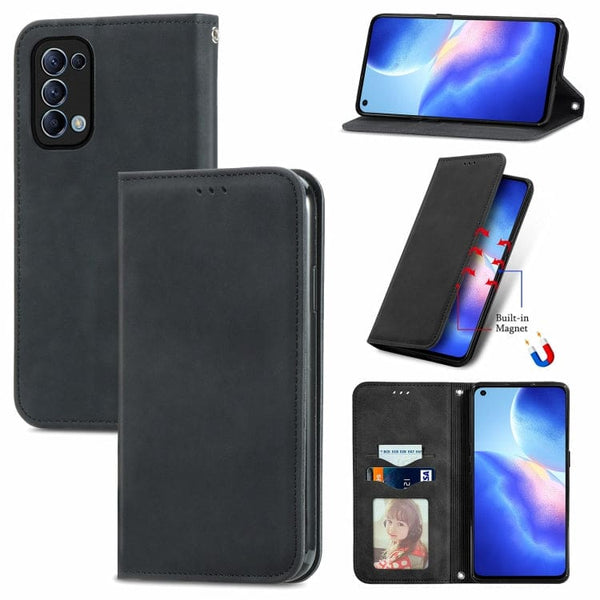 OPPO FIND X3 LITE / RENO 5 5G Deluxe Flip Phone Cover/Wallet with Card Slots - Black - Noco